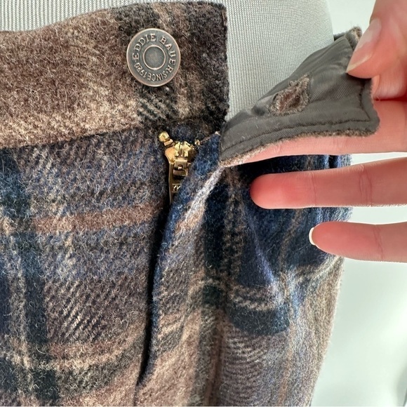 Eddie Bauer skirt size 8 multicolored 78% wool plaid Academia pencil equestrian - Picture 8 of 14